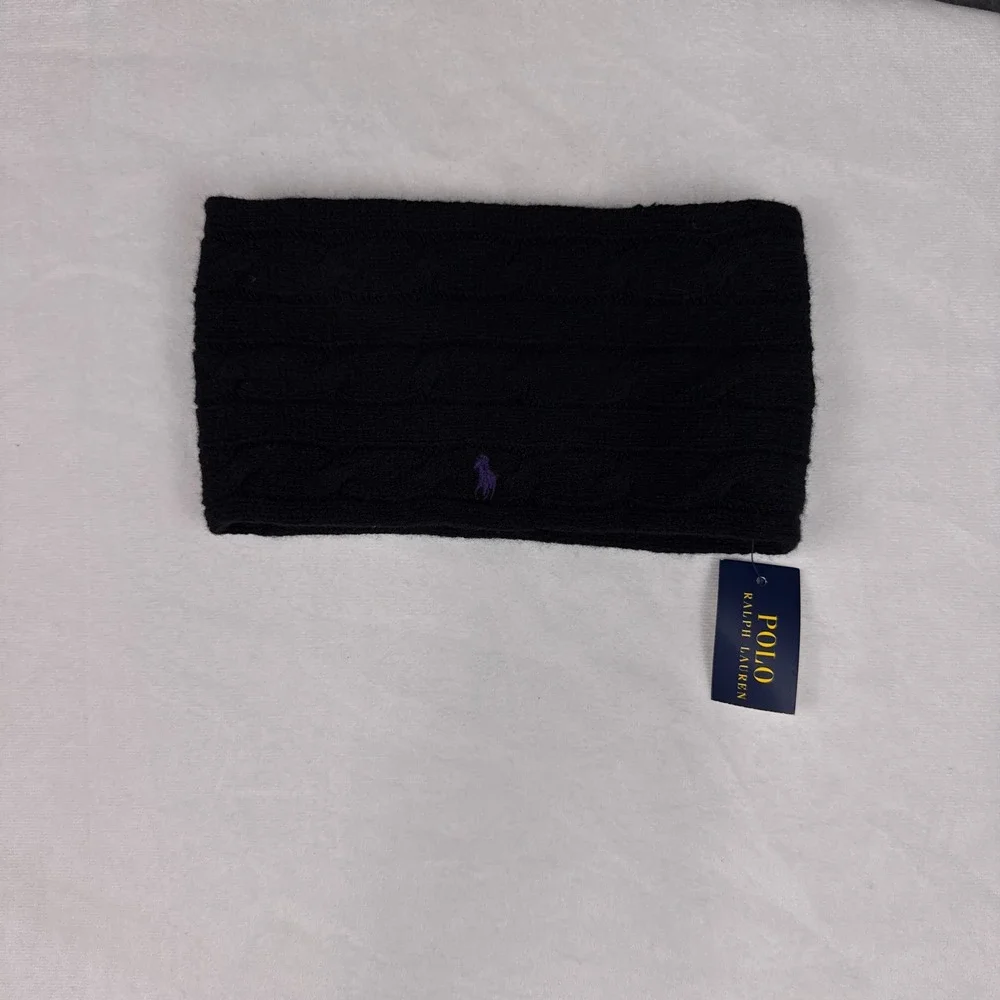 Polo Ralph Lauren Black Merino Wool Cashmere Cable Knit Headband 4PF129‎ NWT